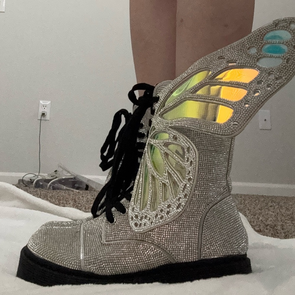 Dolls Kill butterfly rhinestone boots - Picture 2 of 4